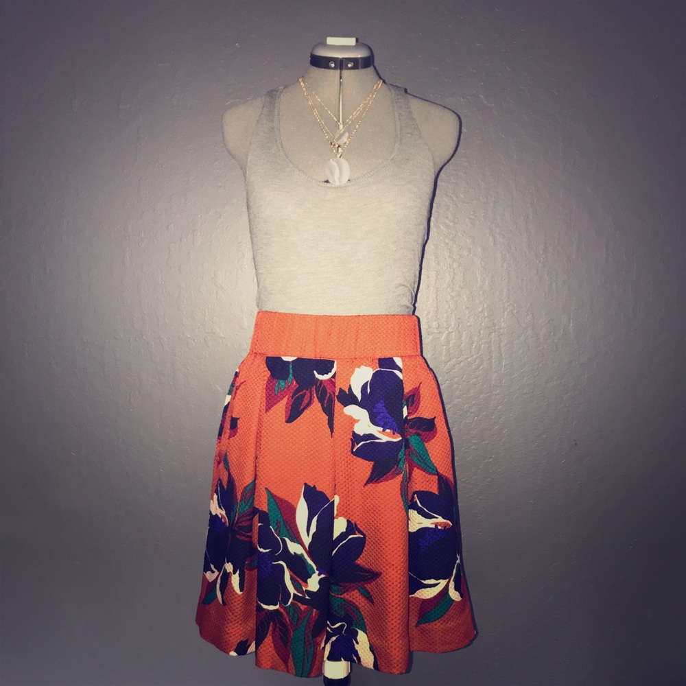 💗Anthropologie Maeve Midi Skirt Floral +pockets